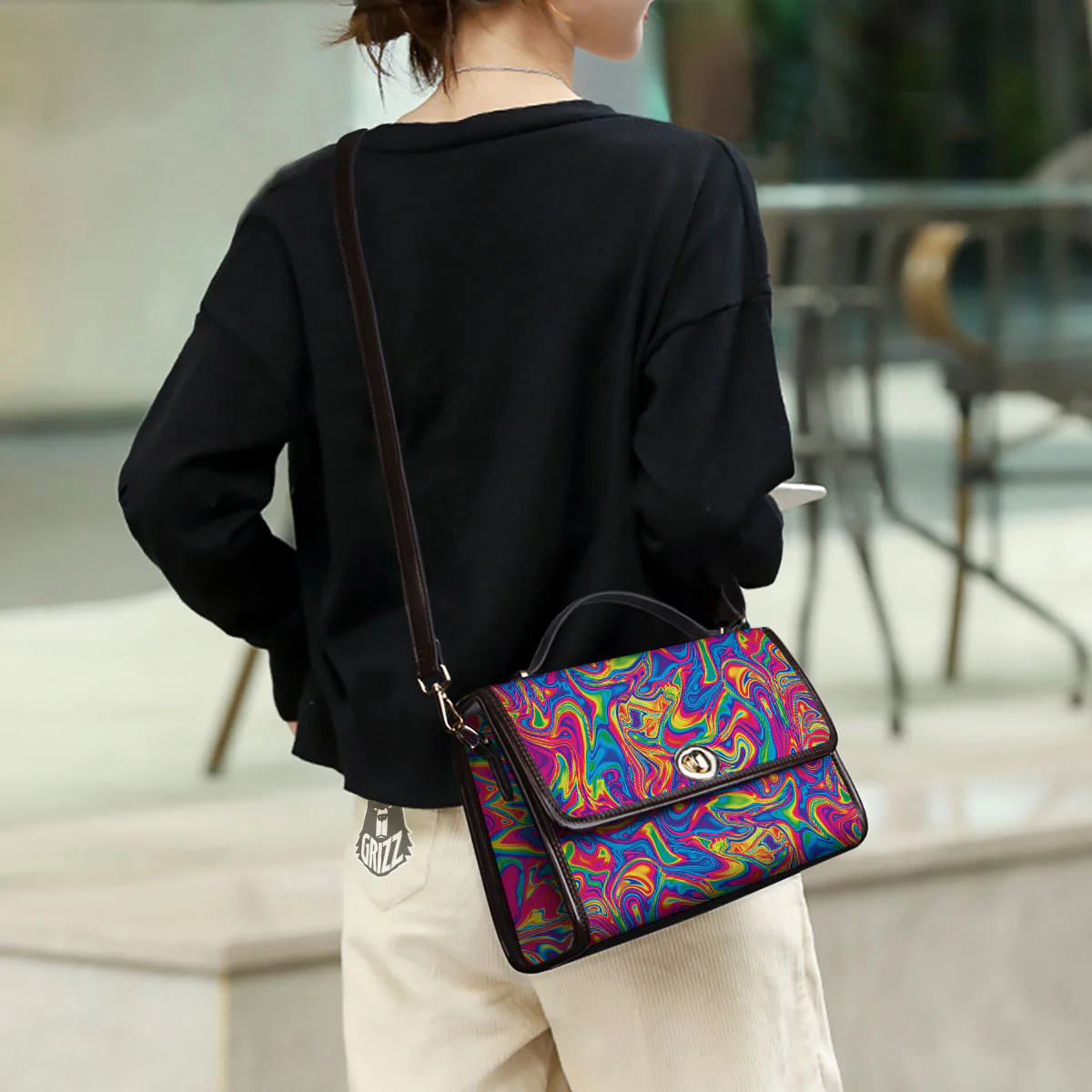 Acid Psychedelic Print Pattern Women's Satchel Bag - Image 3