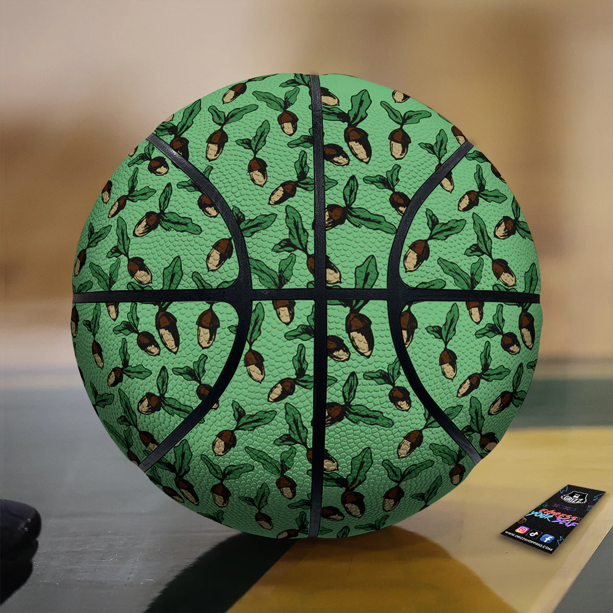 Acorn Green Print Pattern Basketball