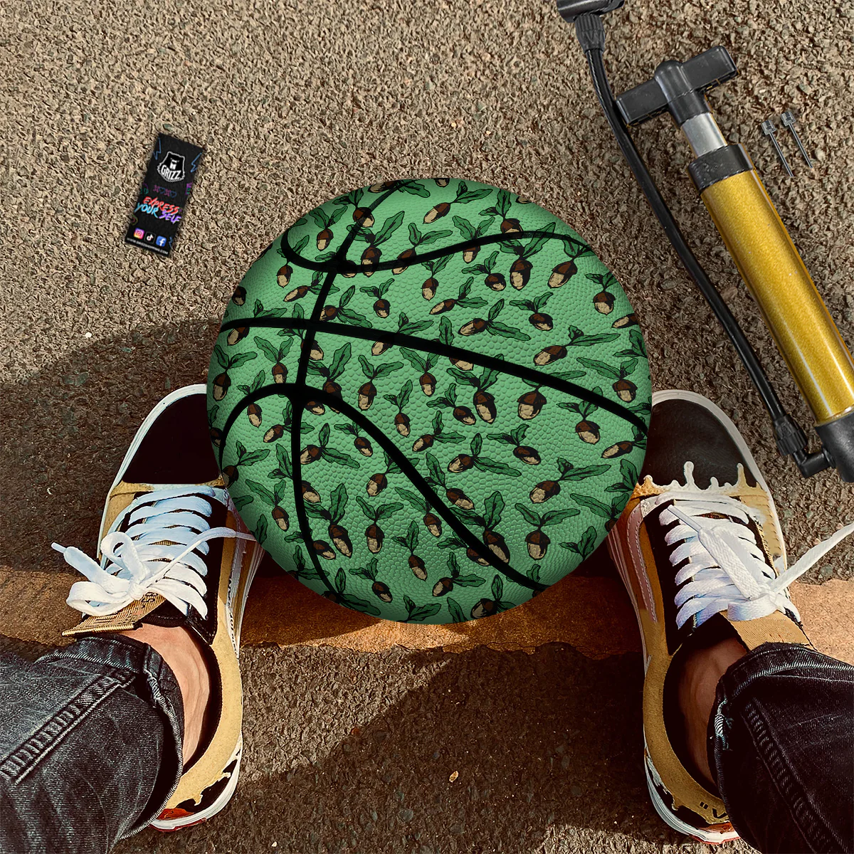 Acorn Green Print Pattern Basketball - Image 2