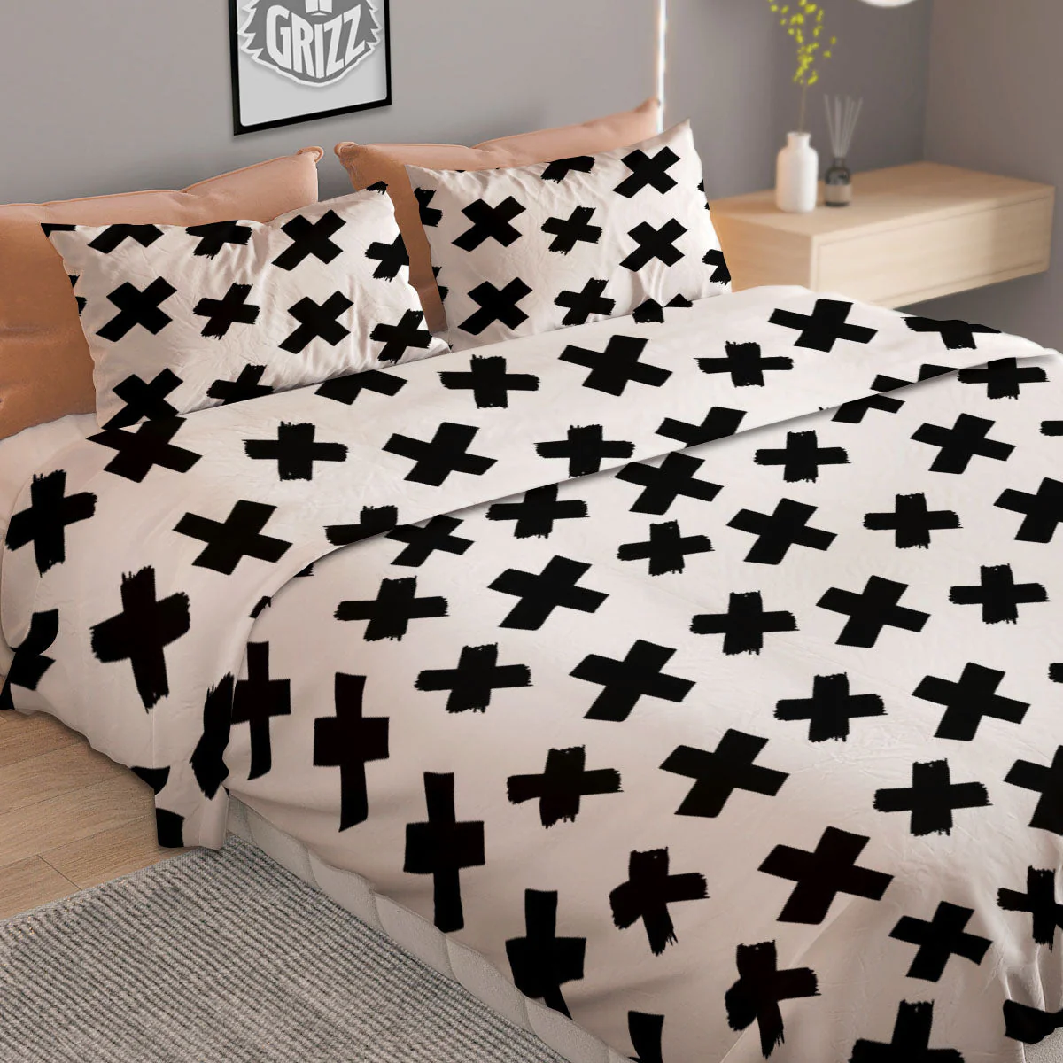 Add Sign Symbol Print Pattern Duvet Cover Bedding Set - Image 2