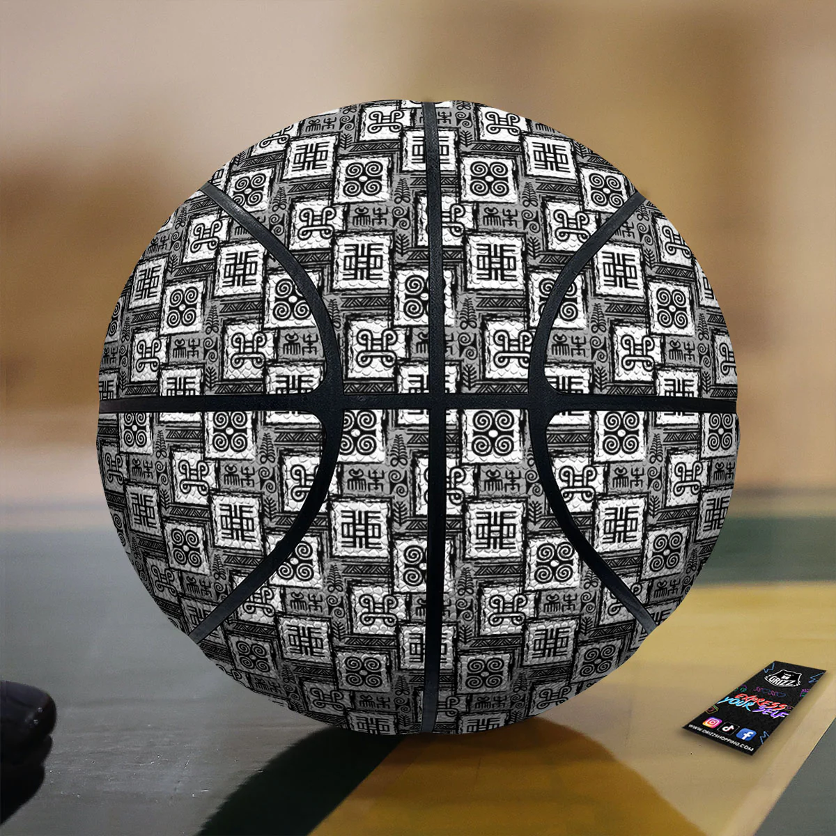 Adinkra Symbols Grey African Print Basketball