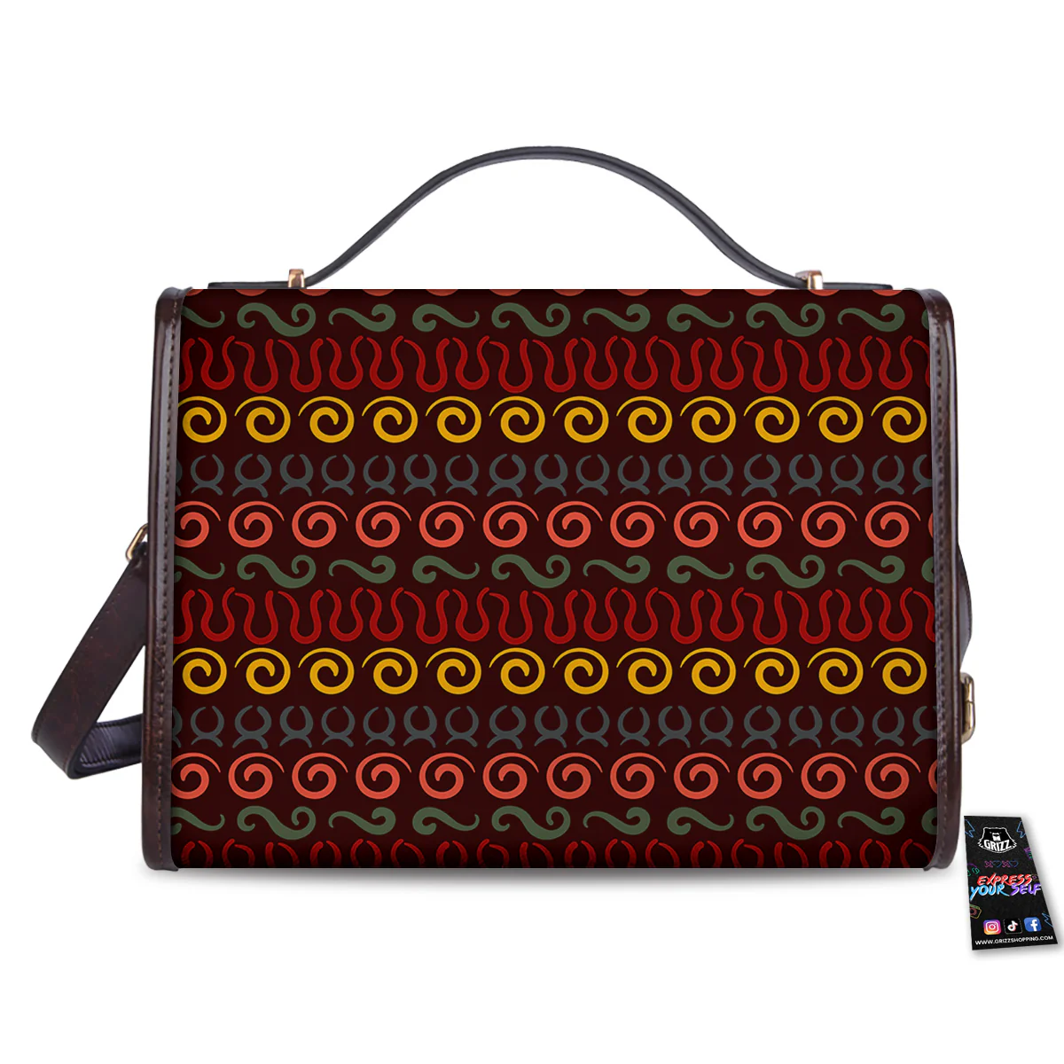 Adinkra Symbols West Print Pattern Women's Satchel Bag - Image 2