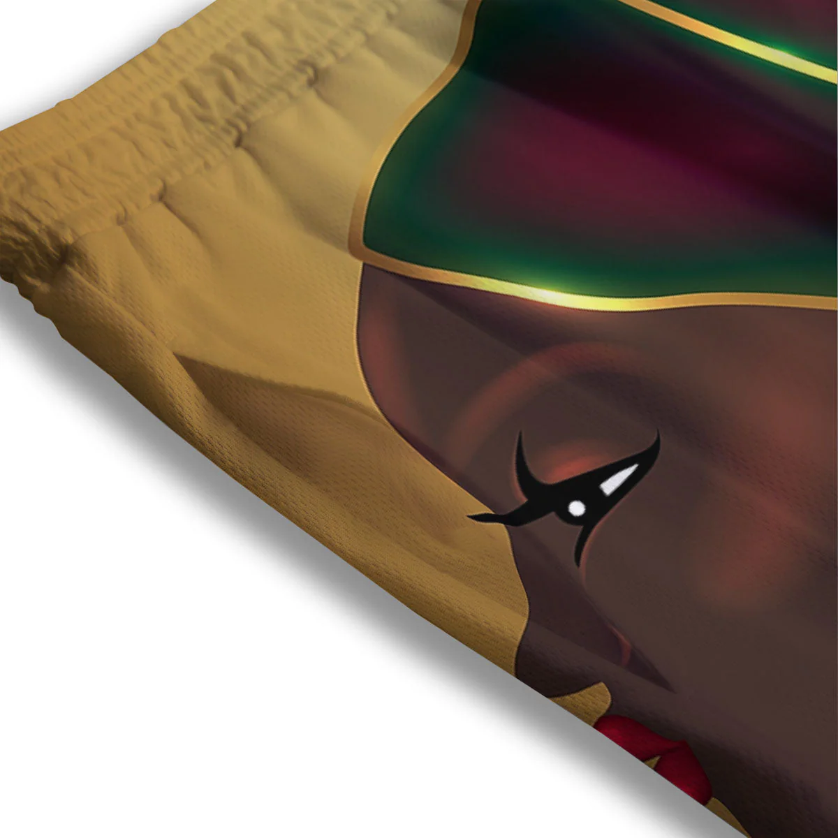 African Afro Gold And Black Print Mesh Shorts - Image 3