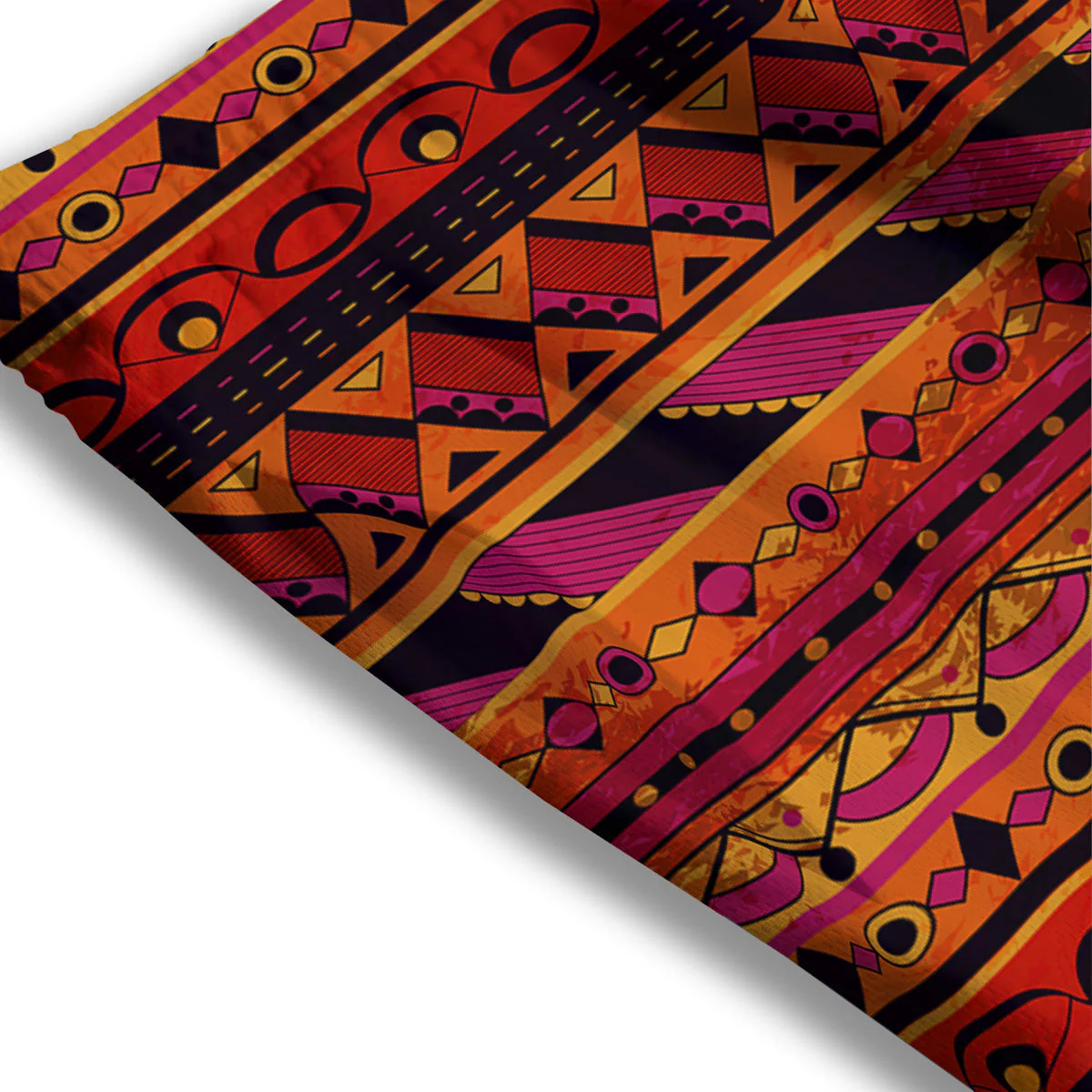 African Dashiki Black And Orange Print Mesh Shorts - Image 3