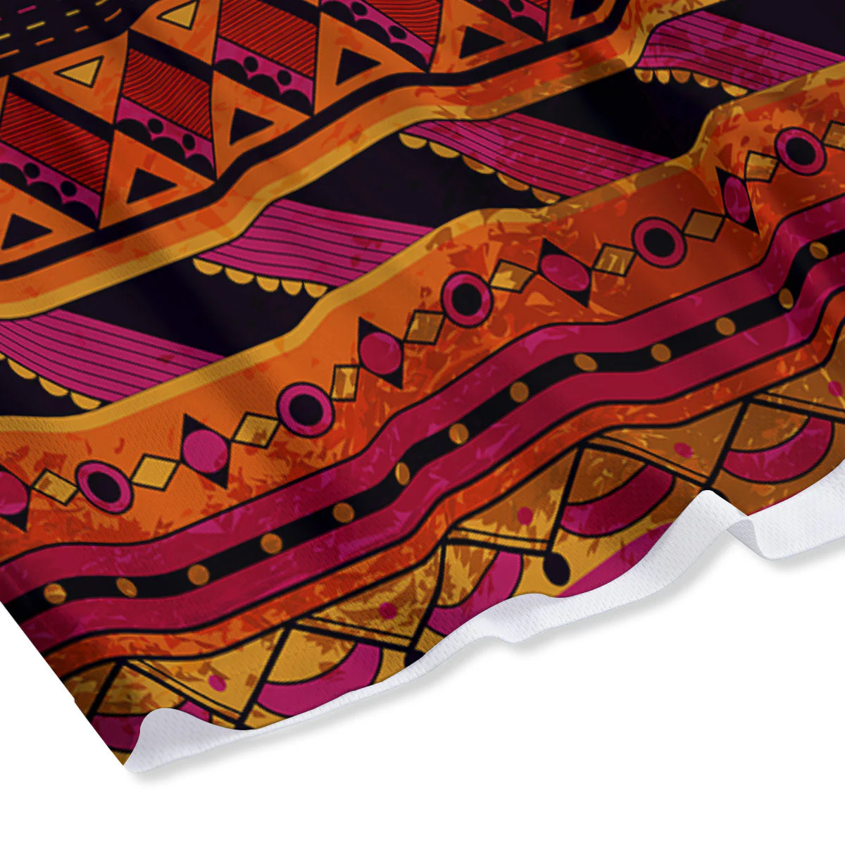 African Dashiki Black And Orange Print Mesh Shorts - Image 4