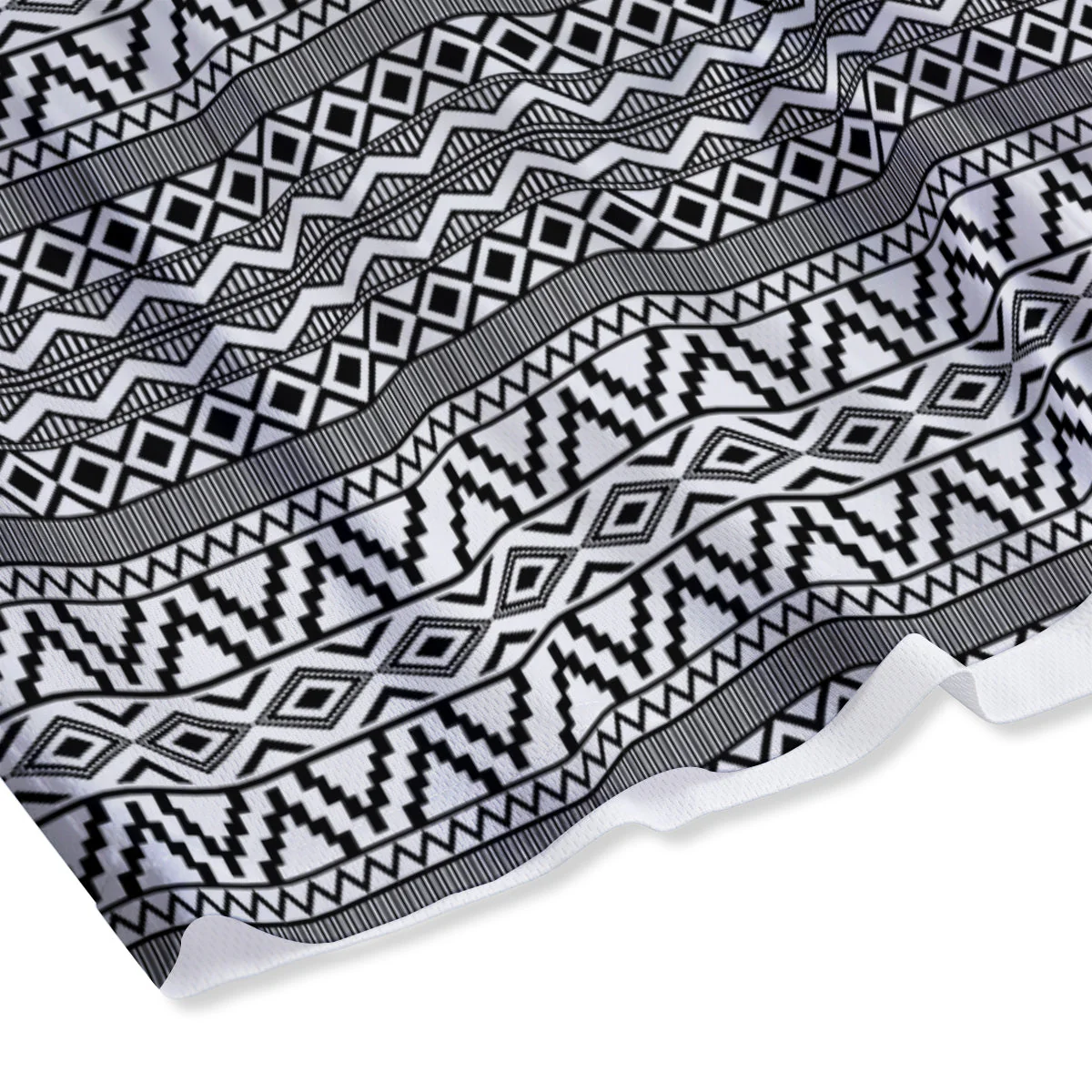 African Ethnic White And Black Print Mesh Shorts - Image 4