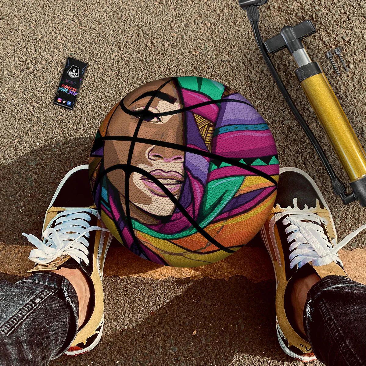 African Girl Art Print Basketball - Image 2