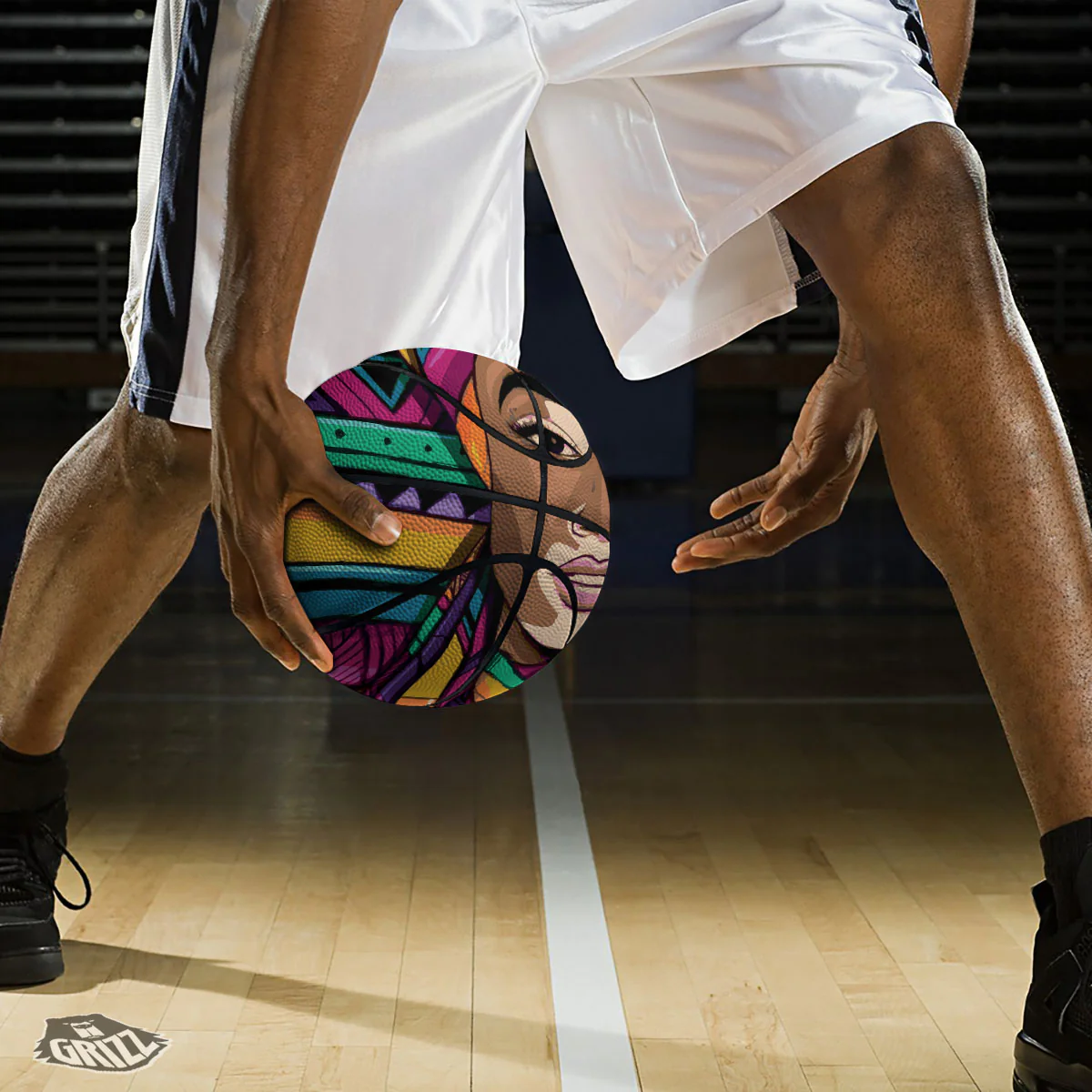 African Girl Art Print Basketball - Image 3