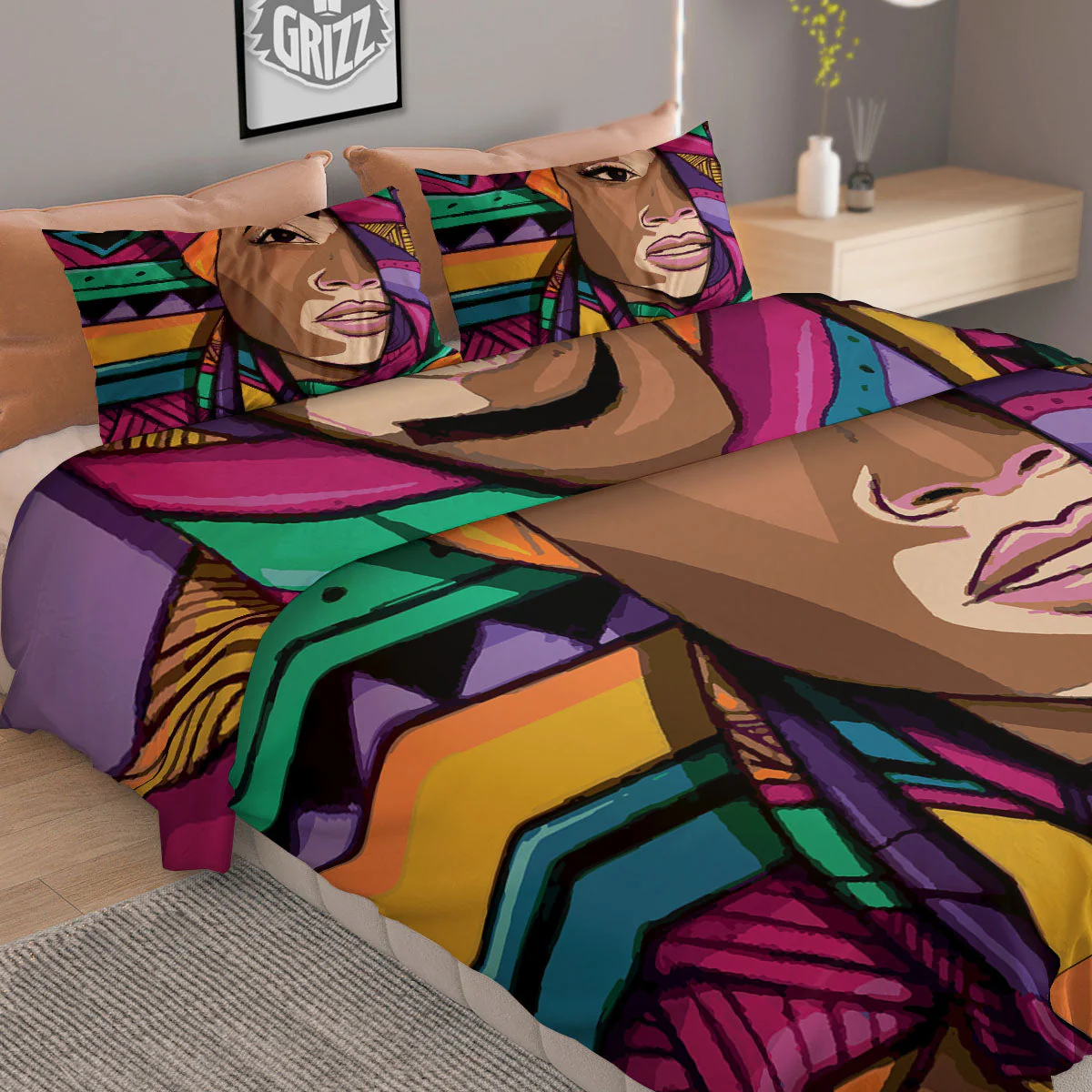African Girl Art Print Duvet Cover Bedding Set - Image 2