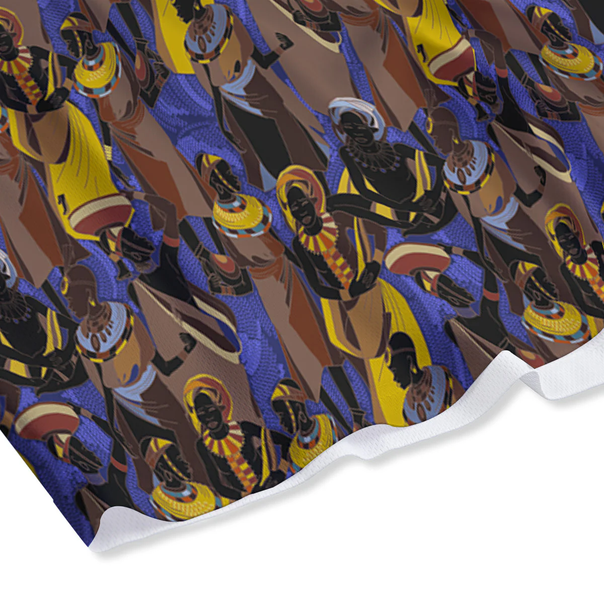 African Girl Art Print Pattern Mesh Shorts - Image 4
