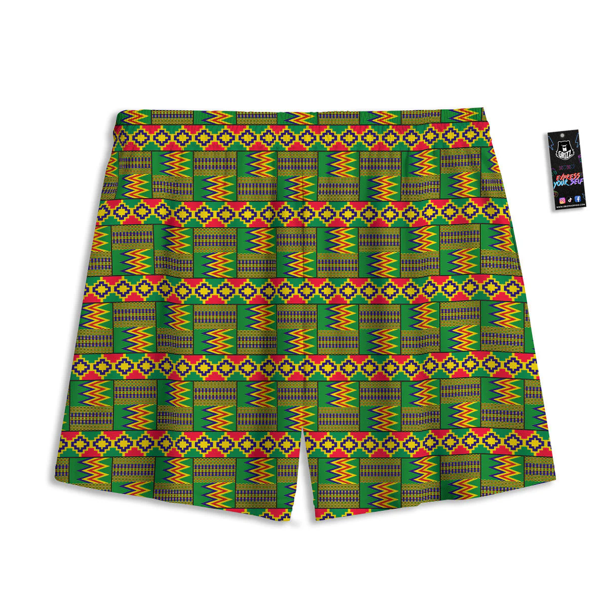 African Kente Print Pattern Mesh Shorts - Image 2