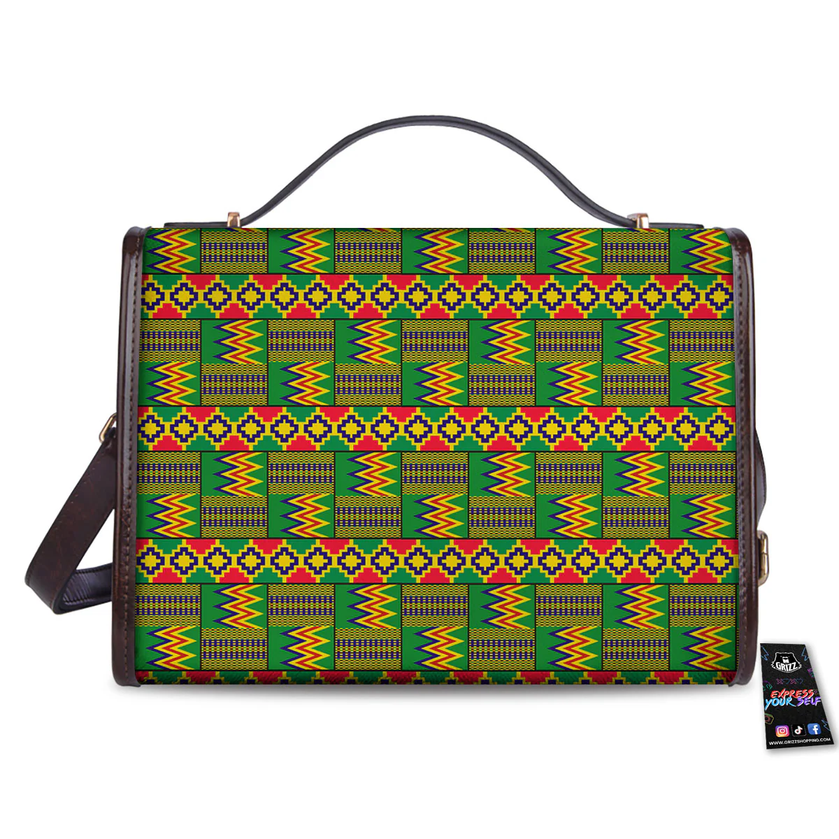 African Kente Print Pattern Women's Satchel Bag - Image 2