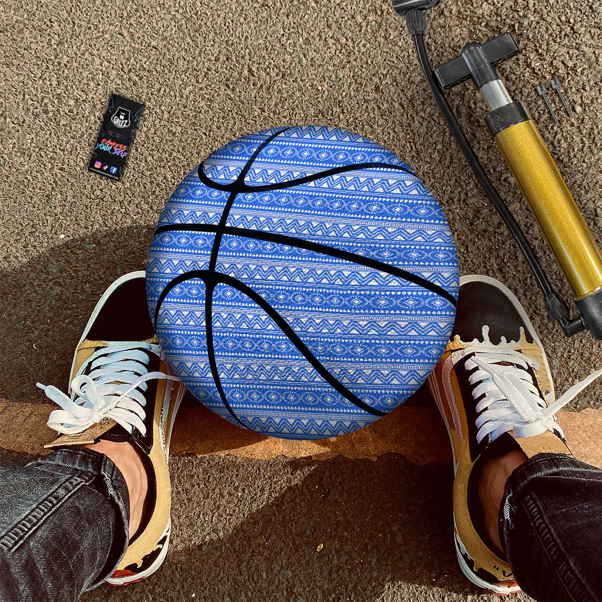 African White And Blue Print Pattern Basketball - Image 3