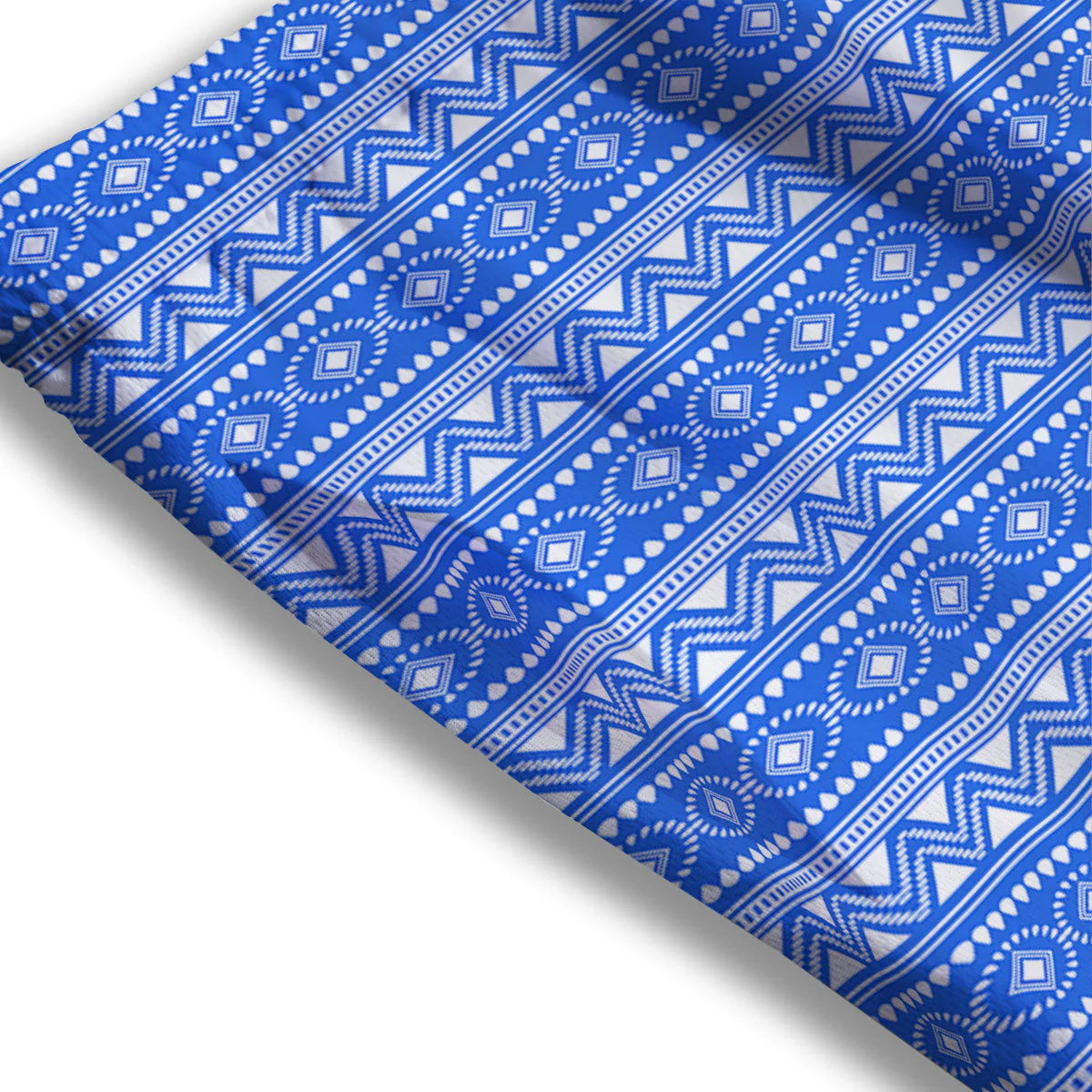 African White And Blue Print Pattern Mesh Shorts - Image 3