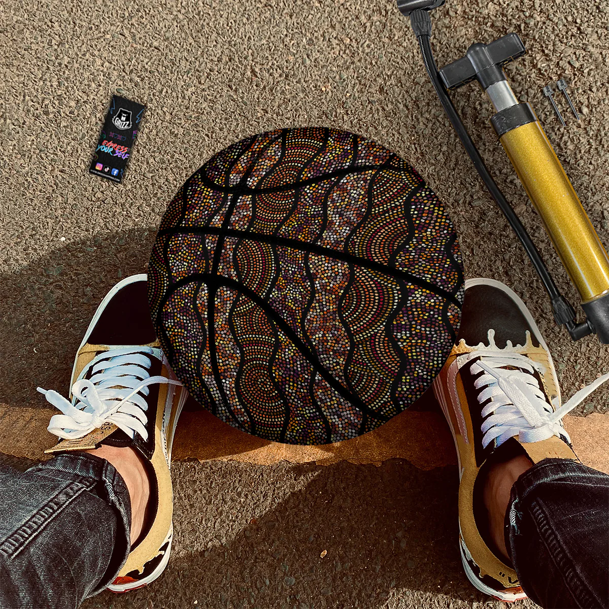 Afro African Dot Print Pattern Basketball - Image 2