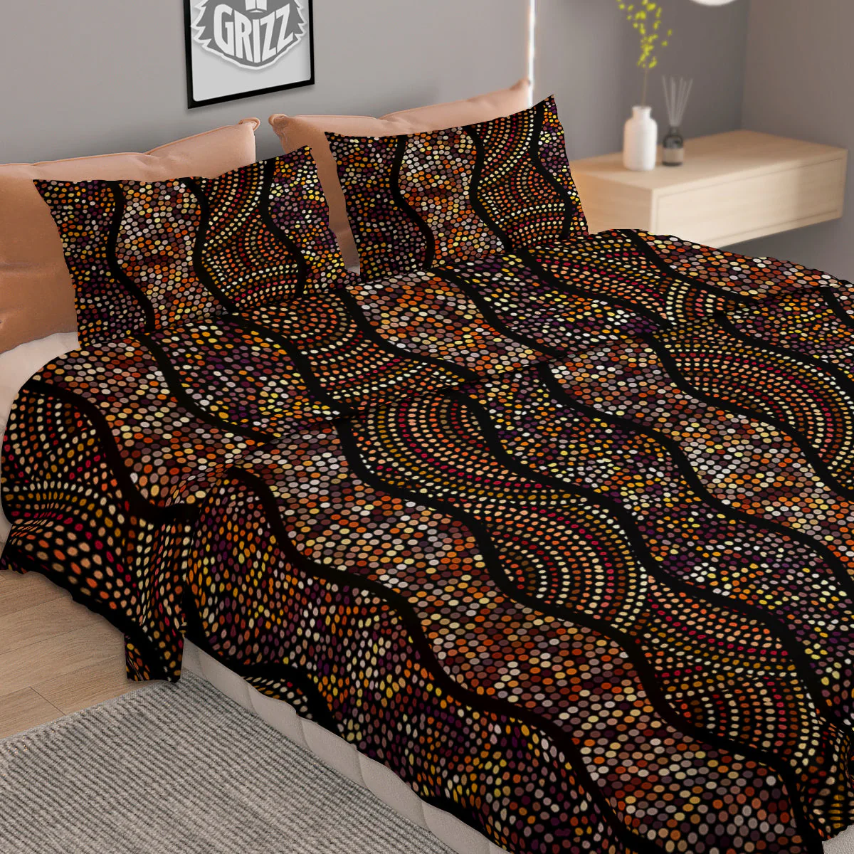 Afro African Dot Print Pattern Duvet Cover Bedding Set - Image 2