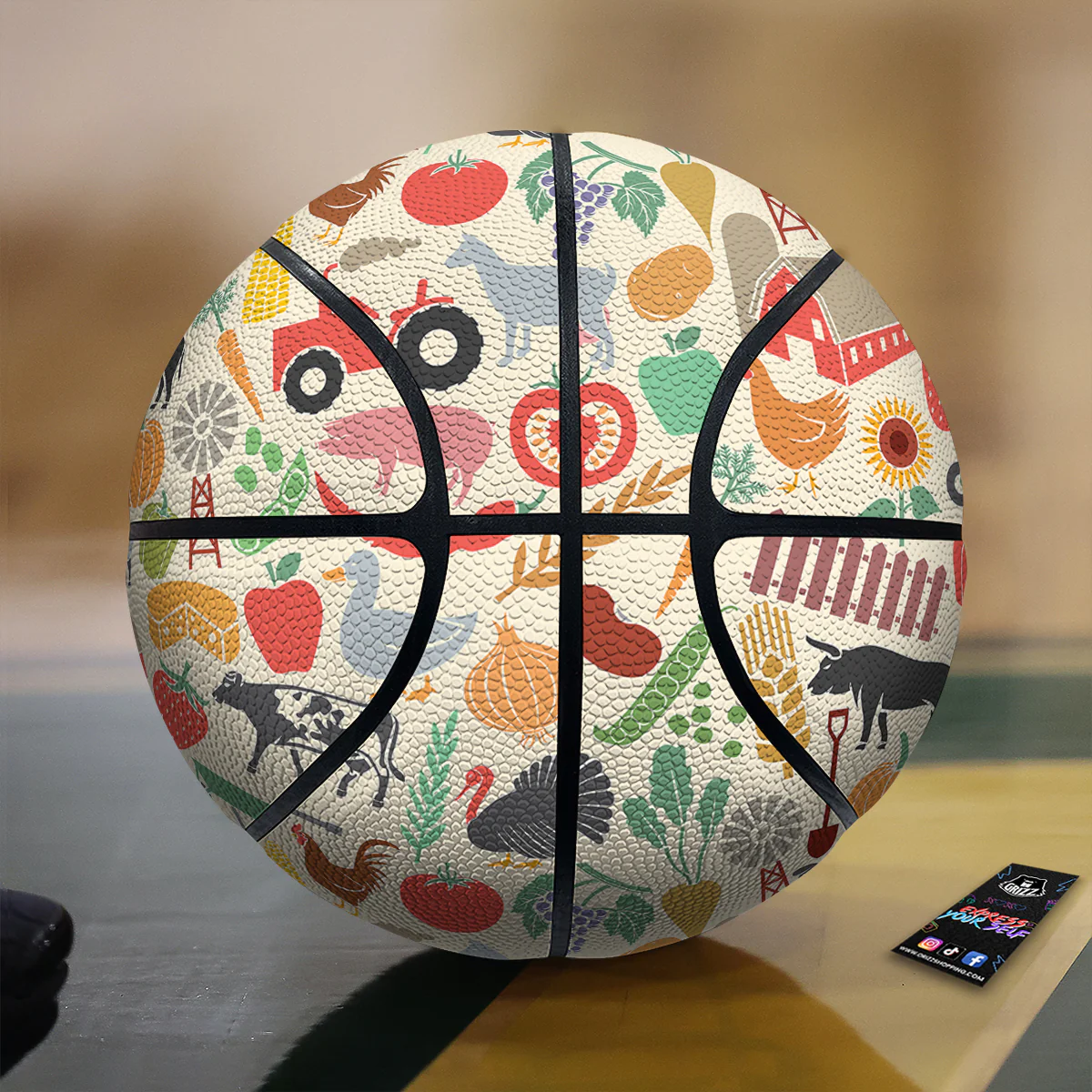Agriculture Farming Colorful Print Pattern Basketball