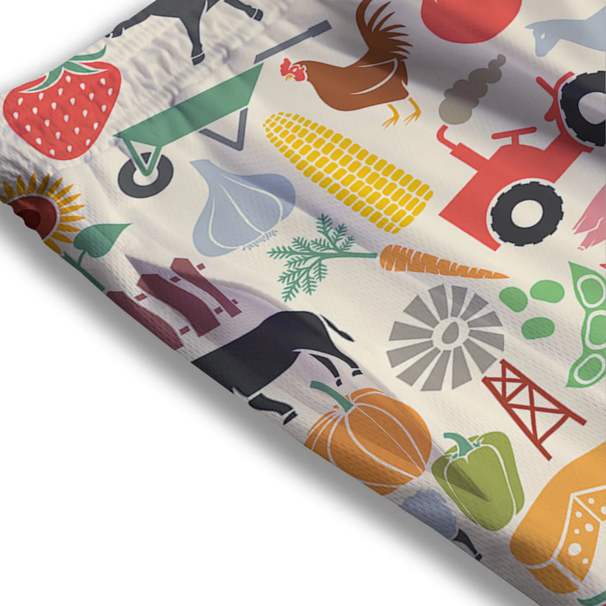 Agriculture Farming Colorful Print Pattern Mesh Shorts - Image 3