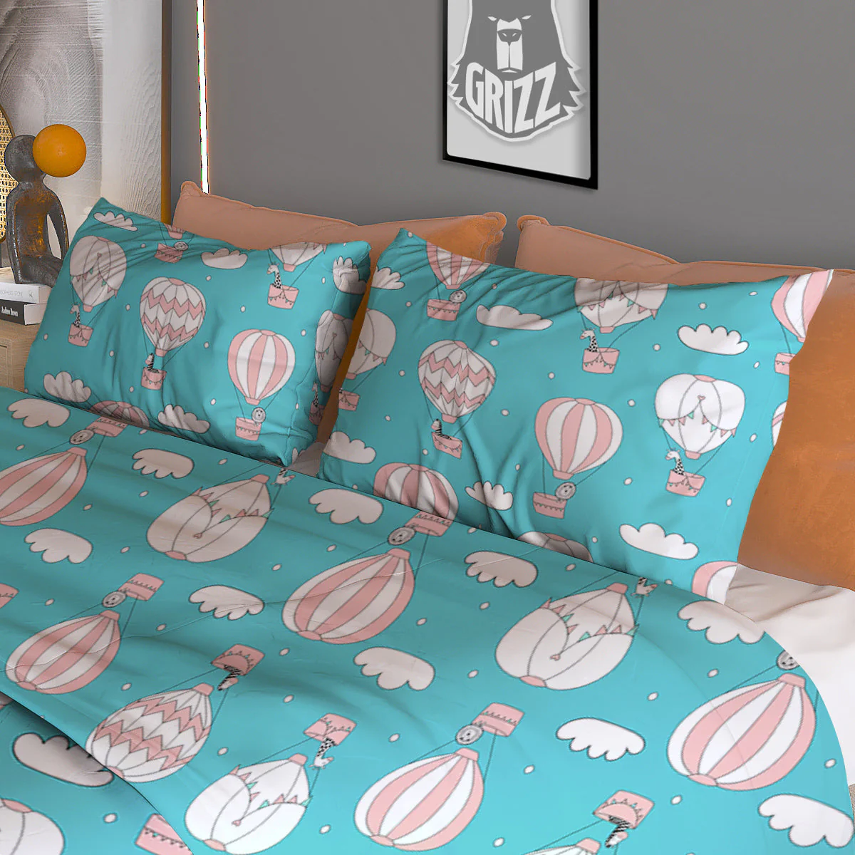 Air Balloon Cartoon Print Pattern Duvet Cover Bedding Set - Image 3
