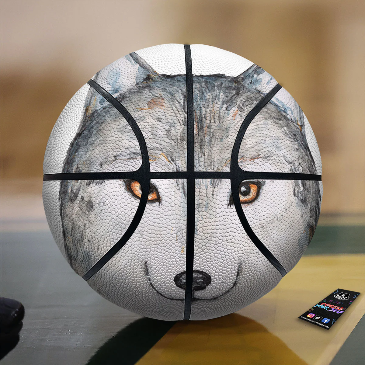 Alaskan Malamute Hand Drawn Print Basketball