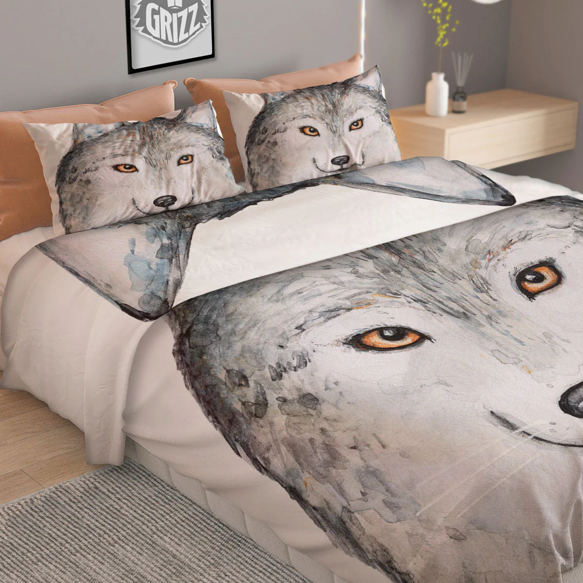Alaskan Malamute Hand Drawn Print Duvet Cover Bedding Set - Image 2