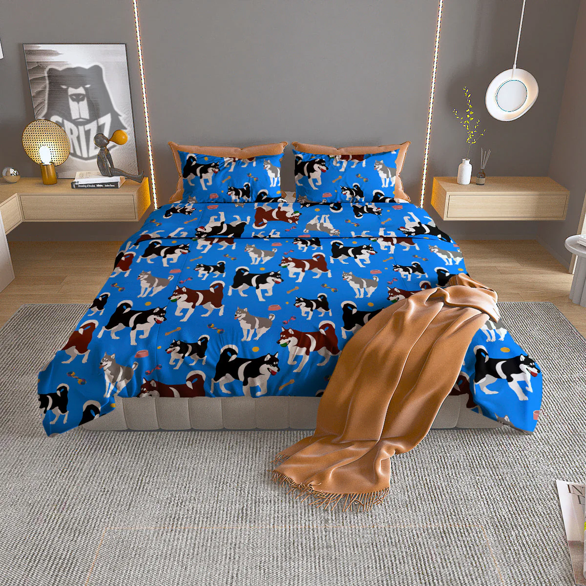 Alaskan Malamute Print Pattern Duvet Cover Bedding Set