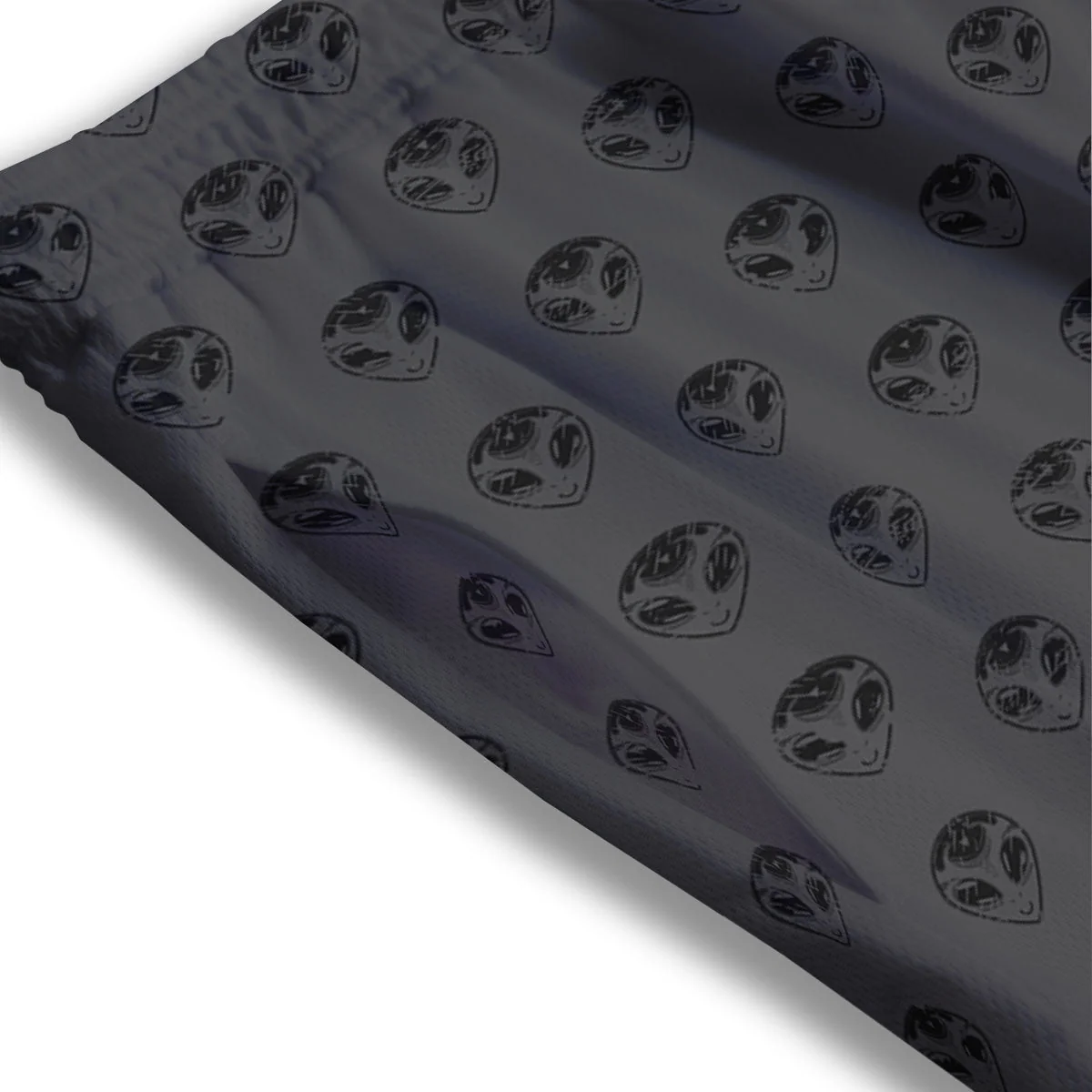 Alien Face Grey Print Pattern Mesh Shorts - Image 3