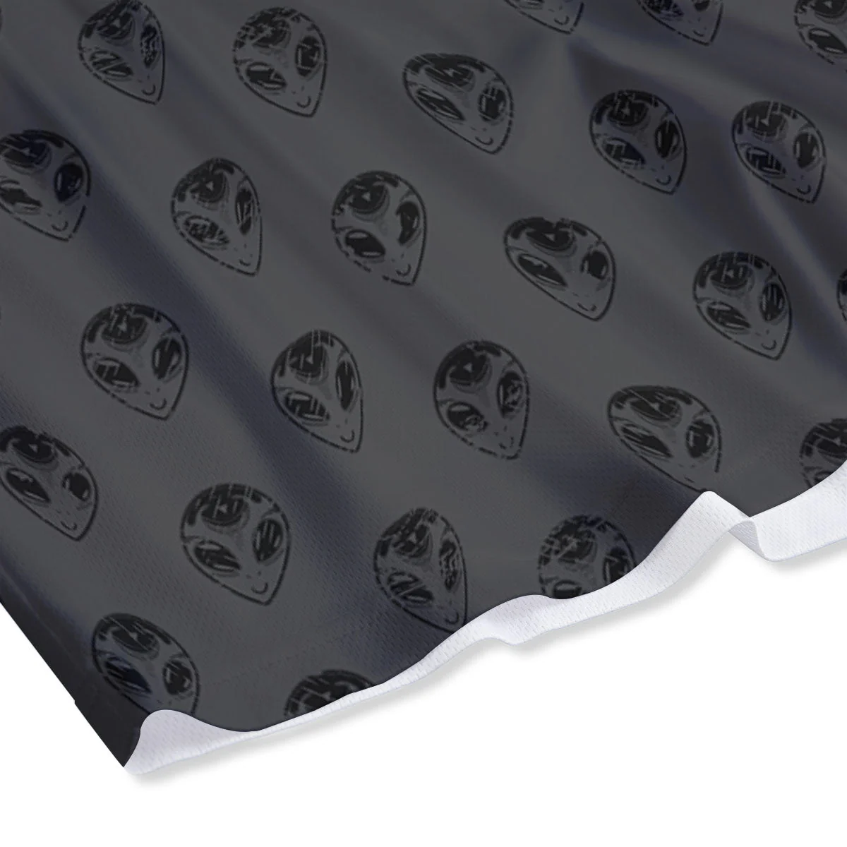 Alien Face Grey Print Pattern Mesh Shorts - Image 4