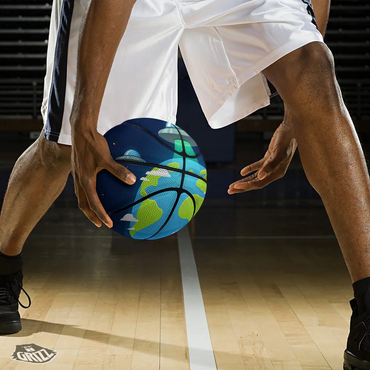 Alien Invasion And Earth Print Basketball - Image 3
