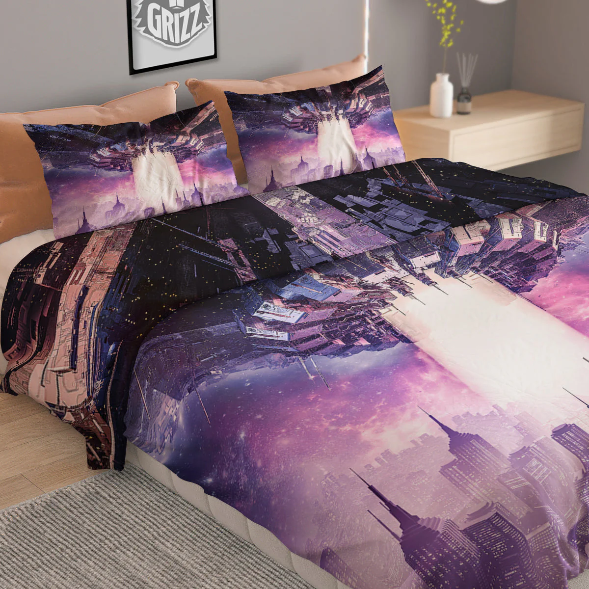 Alien Invasion Print Duvet Cover Bedding Set - Image 2