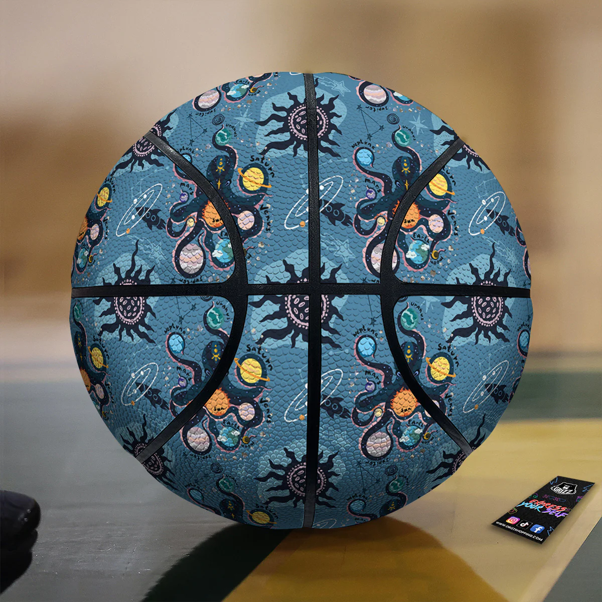 Alien On Planets Print Pattern Basketball