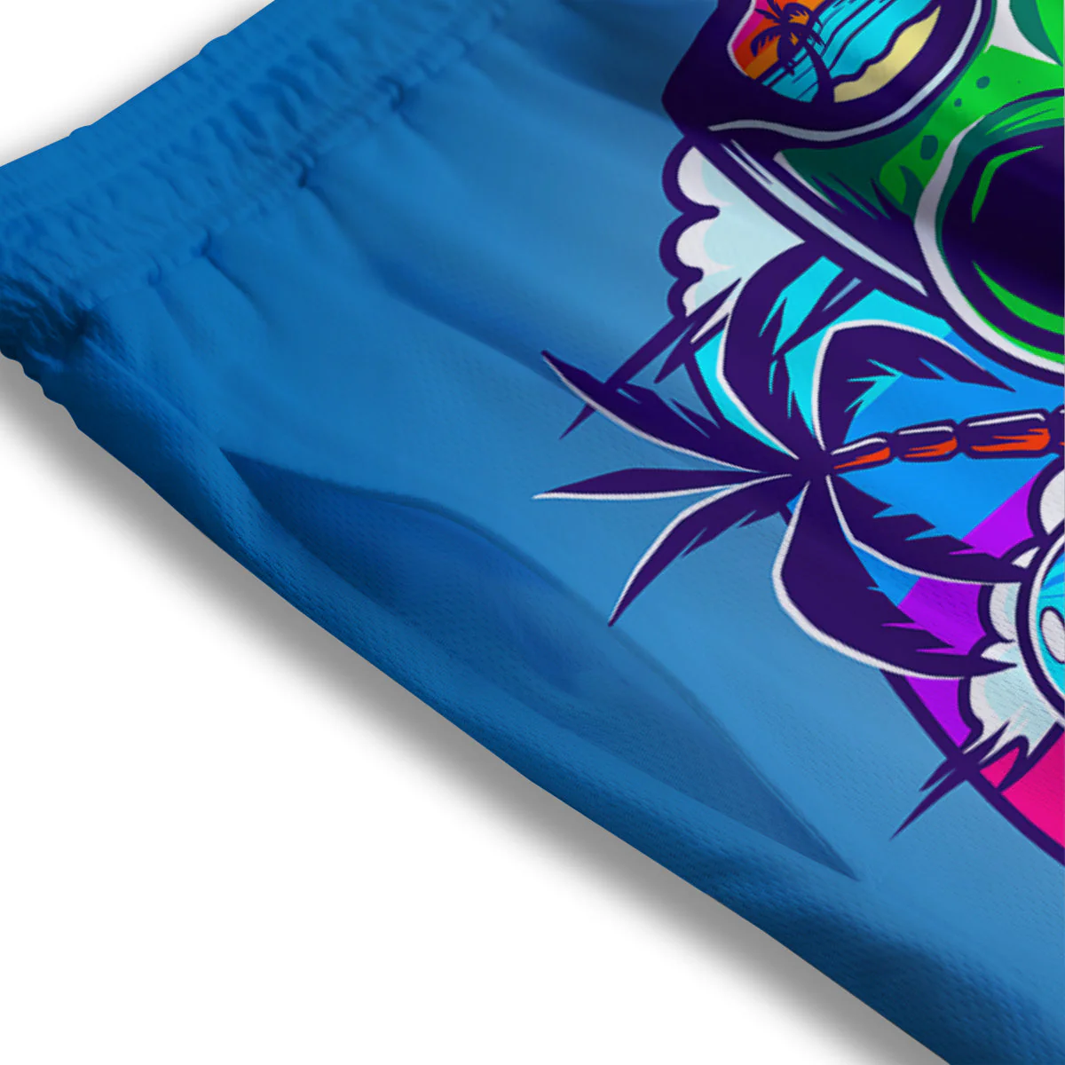 Alien Summer Beach Print Mesh Shorts - Image 3