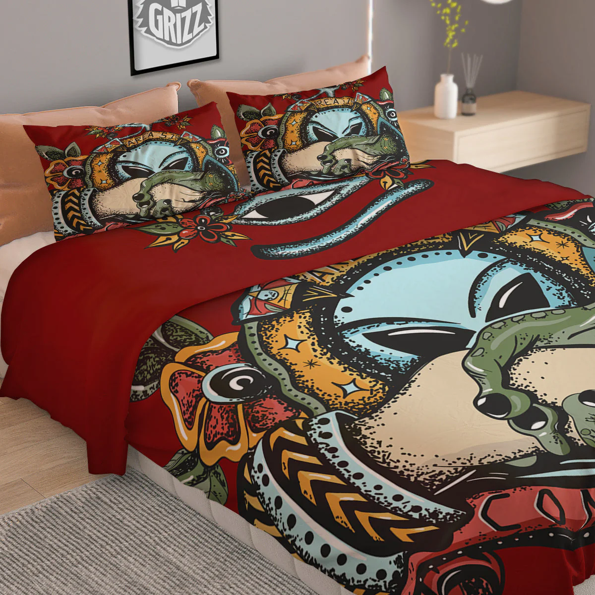 Aliens Area 51 Print Duvet Cover Bedding Set - Image 2