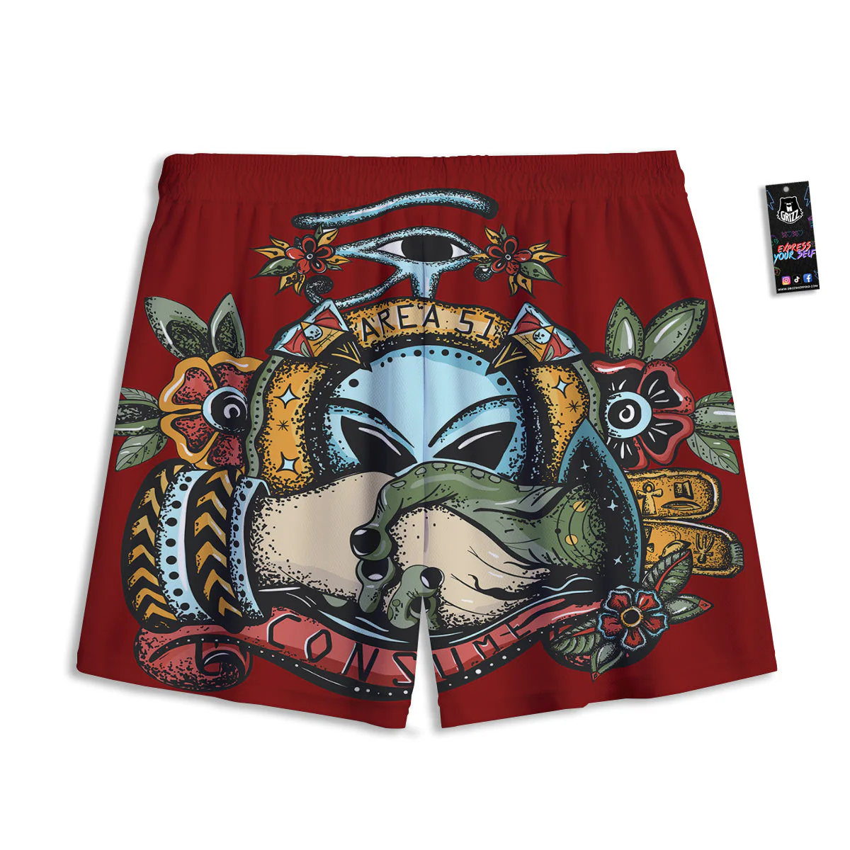 Aliens Area 51 Print Mesh Shorts - Image 2