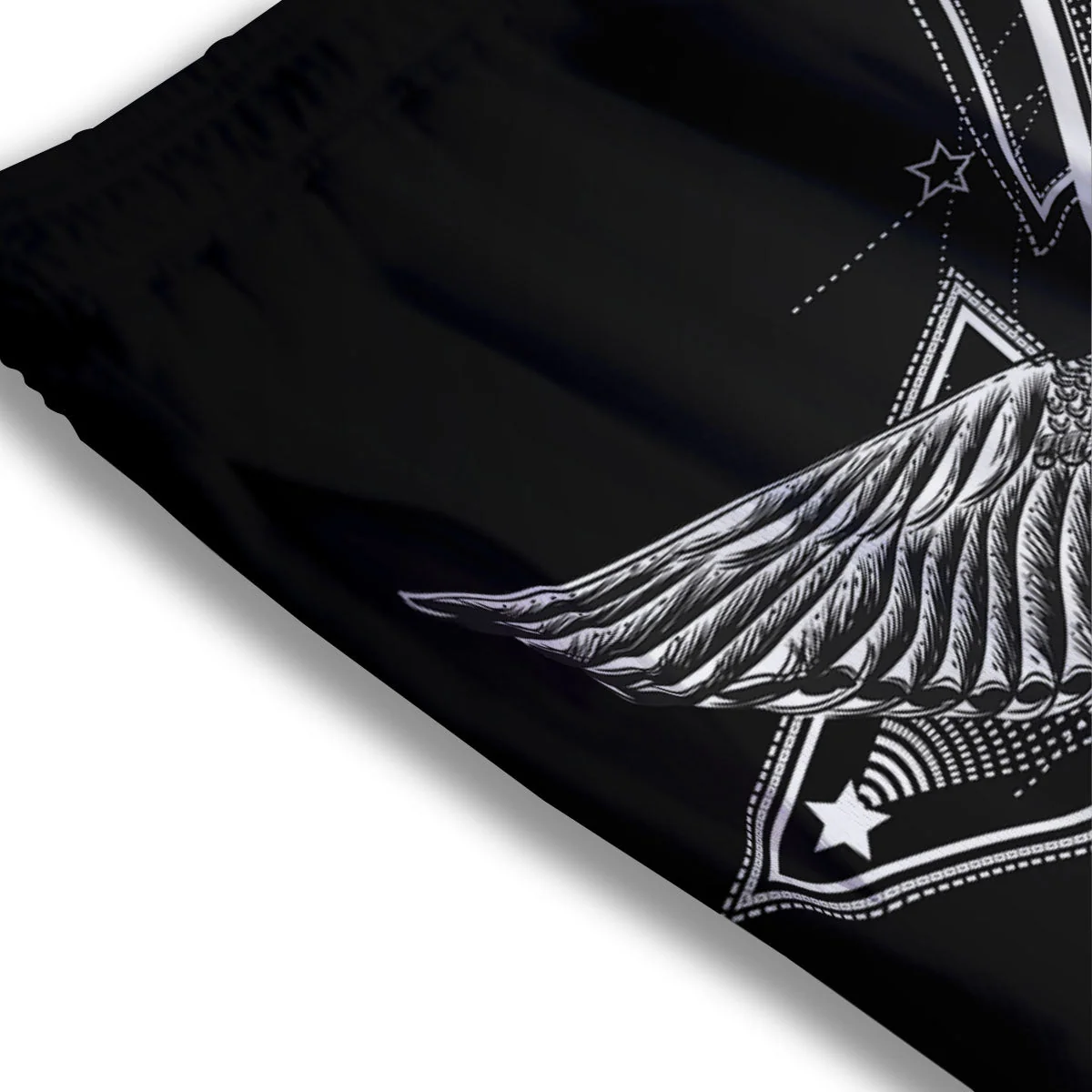 All Seeing Eye Black And Silver Print Mesh Shorts - Image 3