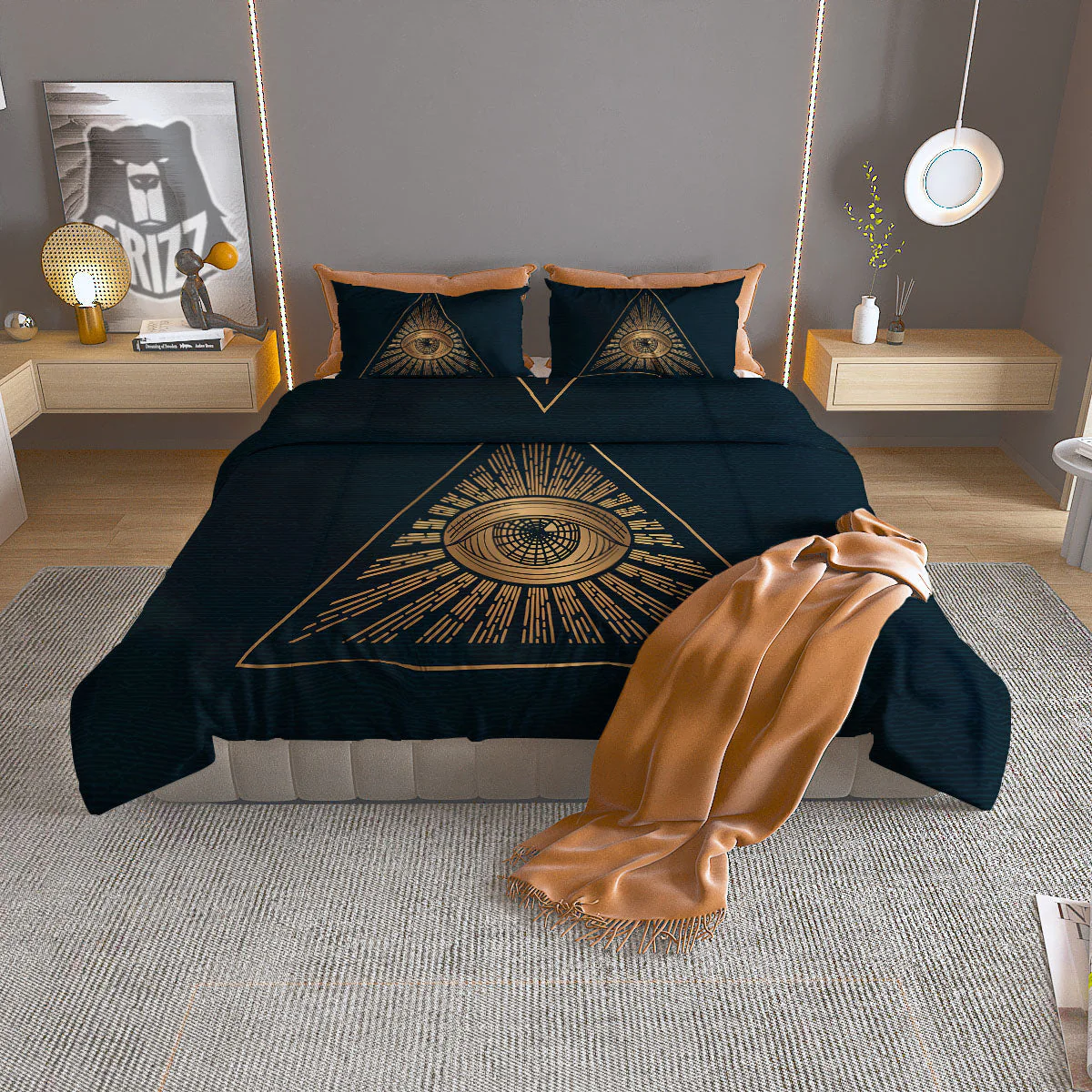 All Seeing Eye Masonic Print Duvet Cover Bedding Set