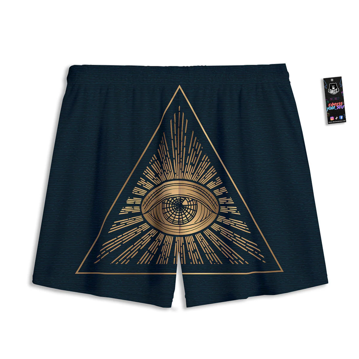 All Seeing Eye Masonic Print Mesh Shorts - Image 2