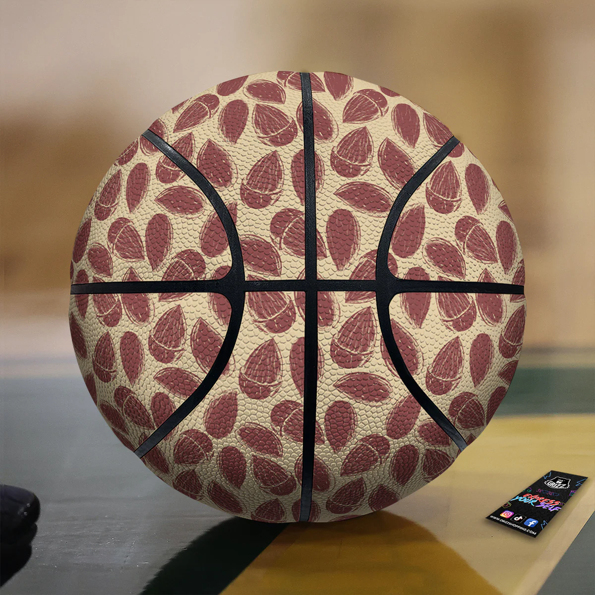 Almond Vintage Print Pattern Basketball