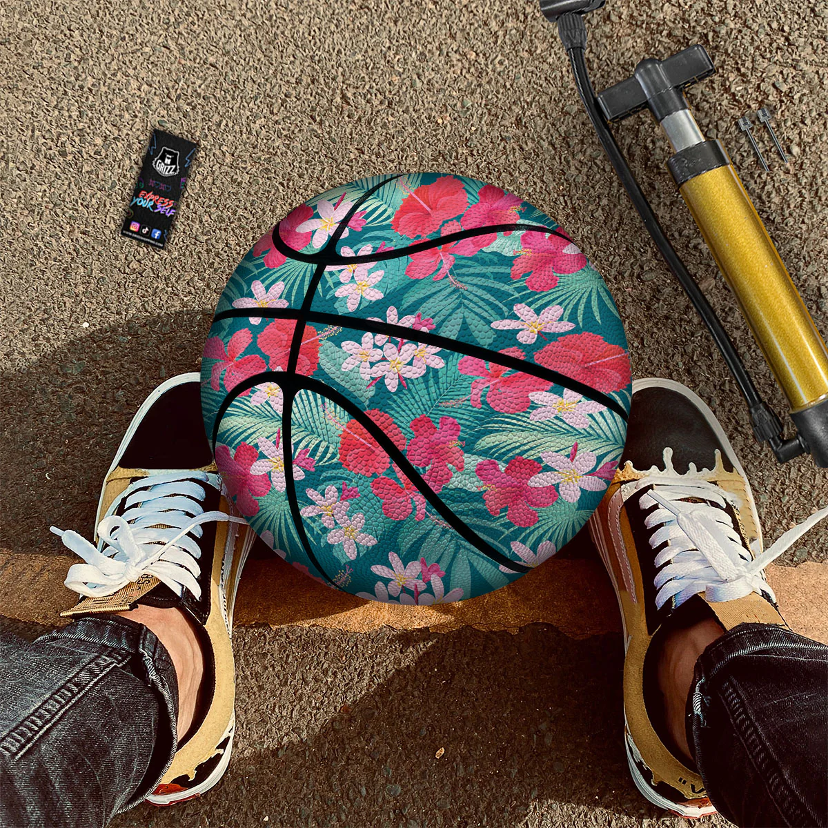 Aloha Hawaiian Flower Print Basketball - Image 2