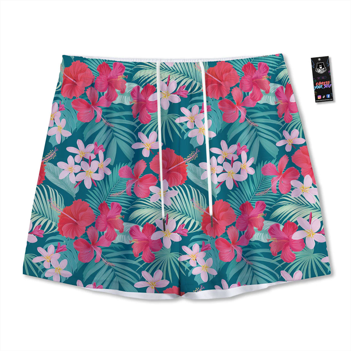 Aloha Hawaiian Flower Print Mesh Shorts