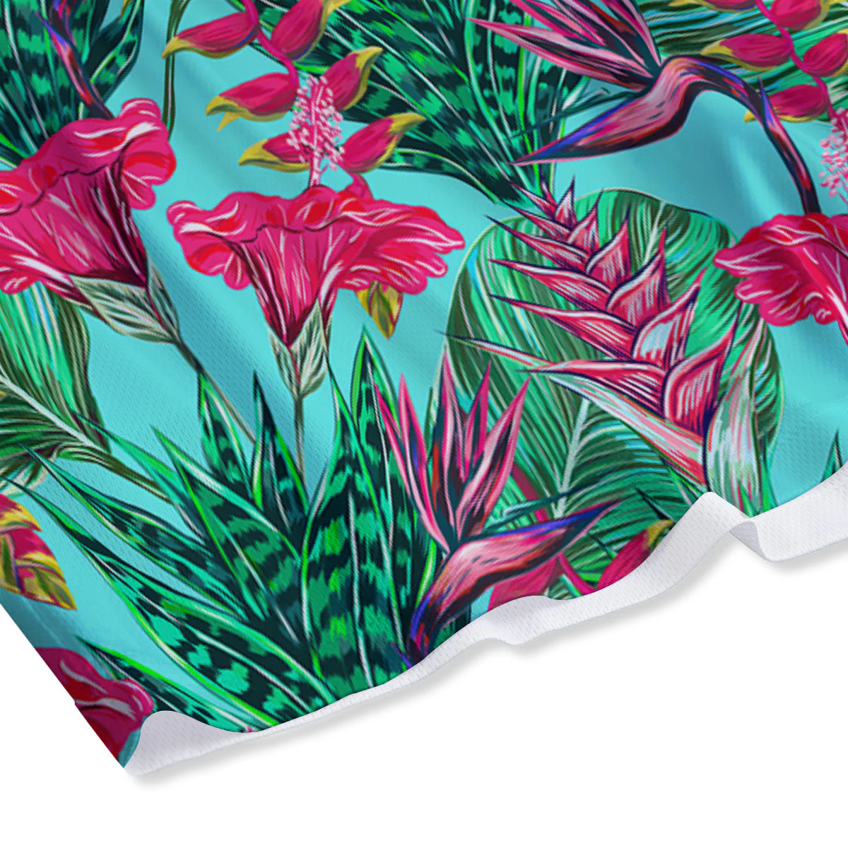 Aloha Hibiscus Hot Teal Pink Print Pattern Mesh Shorts - Image 4