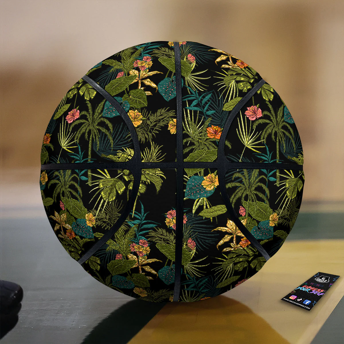Aloha Hibiscus Tropical Print Pattern Basketball