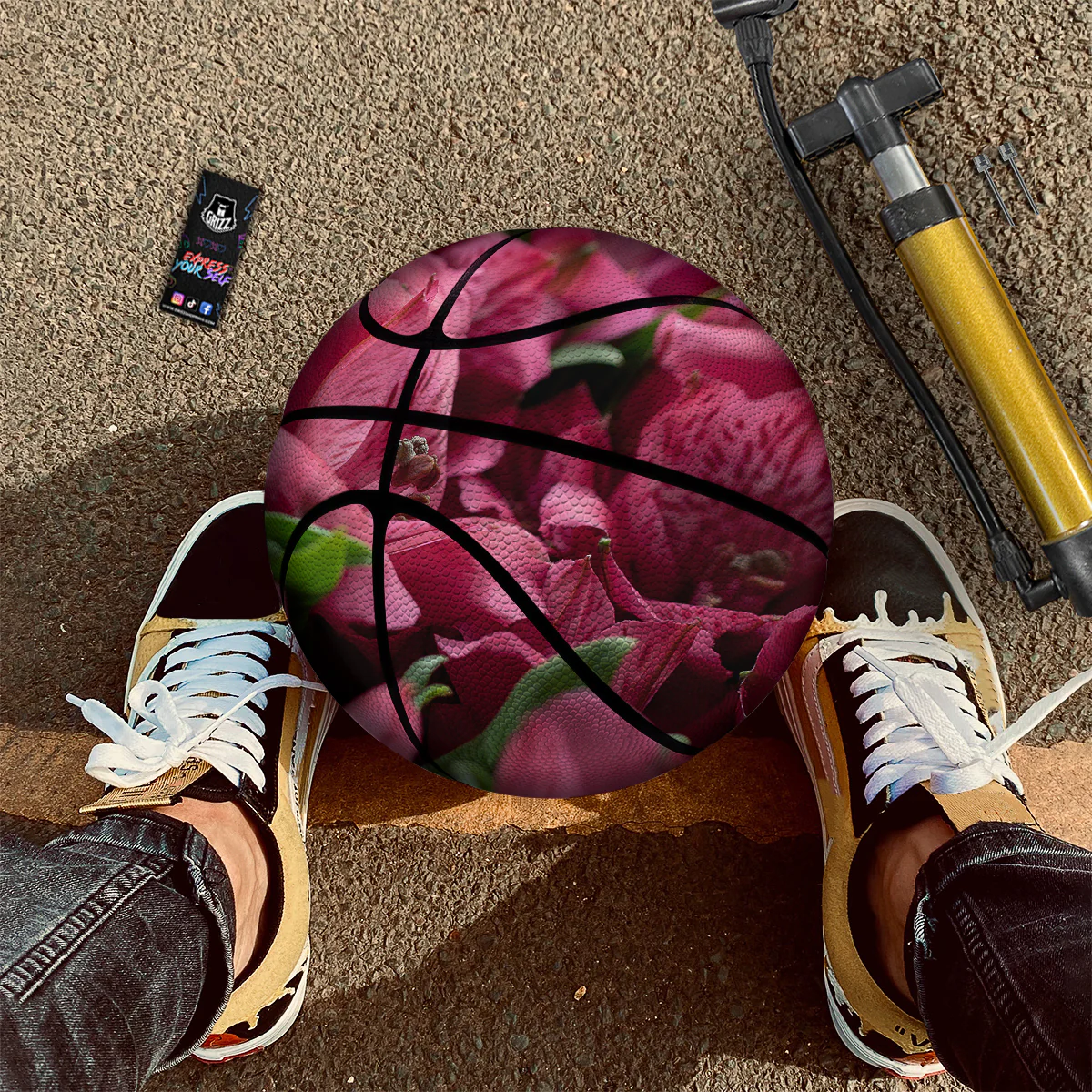 Alstroemeria Burgundy Print Basketball - Image 2