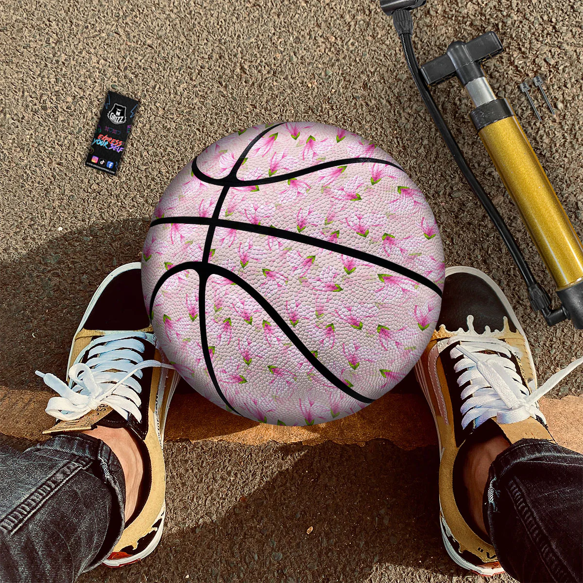 Alstroemeria Pink Print Pattern Basketball - Image 2