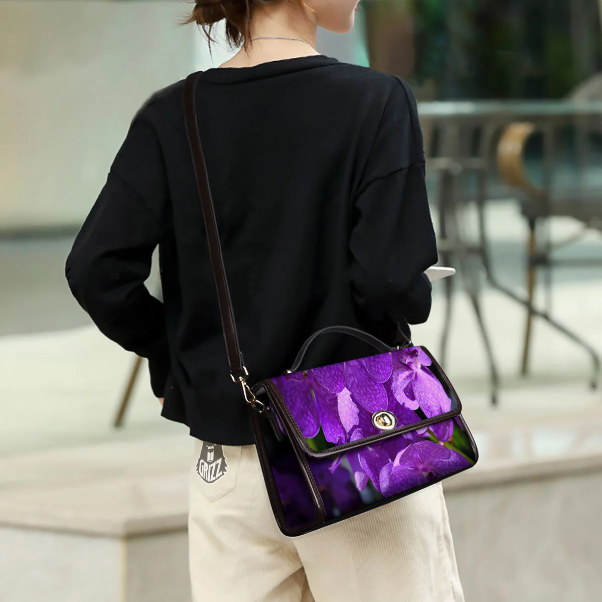 Alstroemeria Purple Print Women's Satchel Bag - Image 3