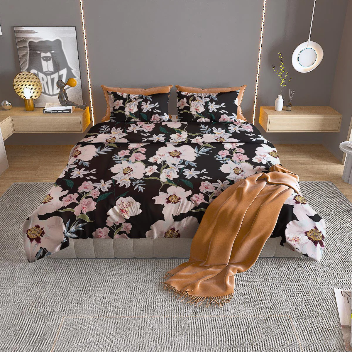 Alstroemeria Tropical Print Pattern Duvet Cover Bedding Set