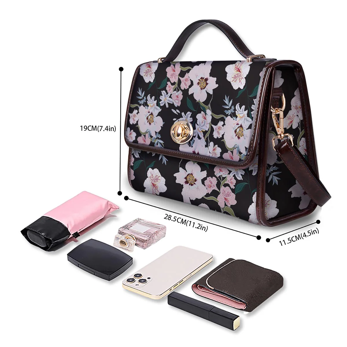 Alstroemeria Tropical Print Pattern Women's Satchel Bag - Image 4