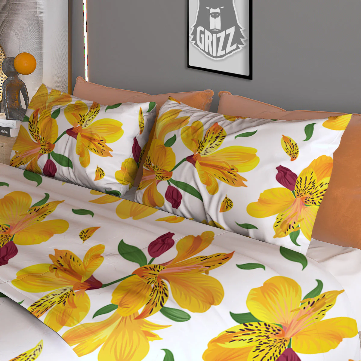 Alstroemeria Yellow Print Pattern Duvet Cover Bedding Set - Image 3