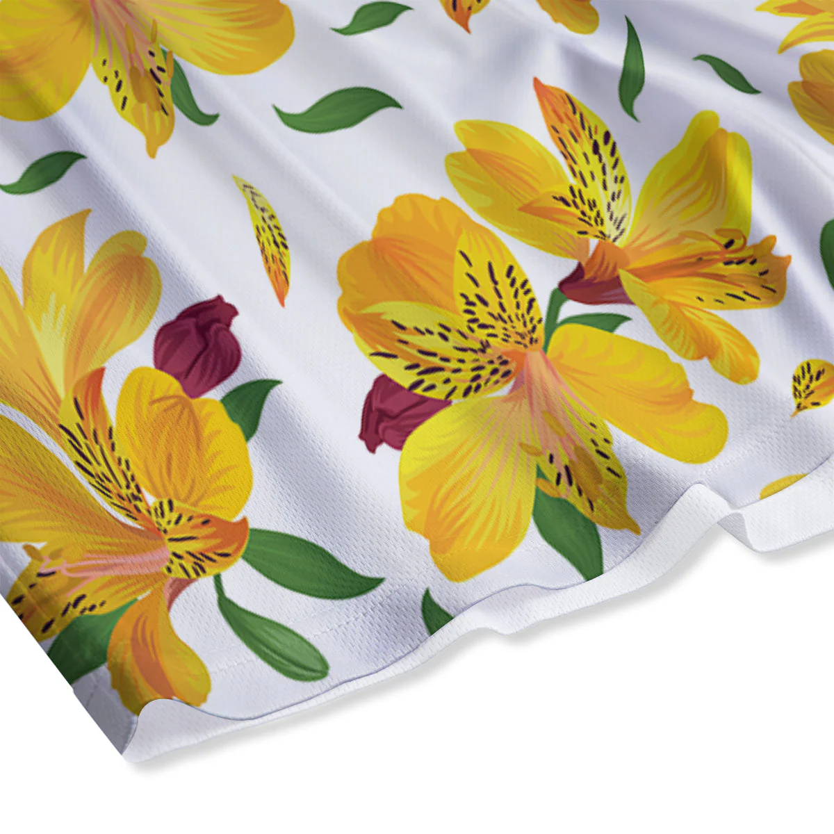 Alstroemeria Yellow Print Pattern Mesh Shorts - Image 4