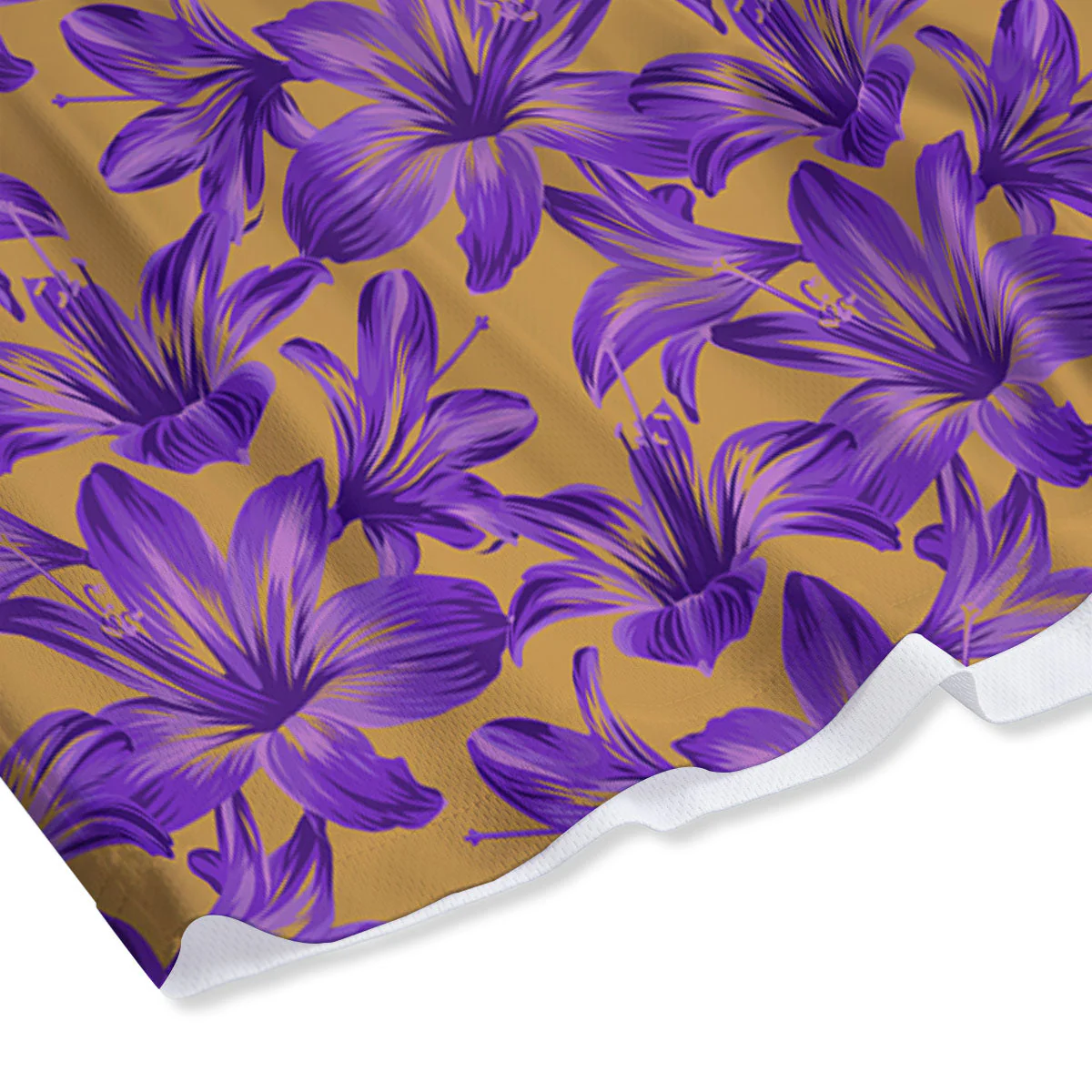 Amaryllis Japanese Purple Print Pattern Mesh Shorts - Image 4